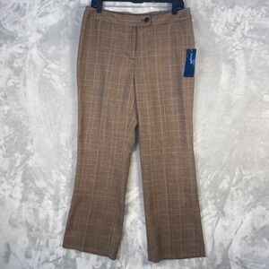 Jones New York Signature Petite Plaid Flare Leg Career Pants Women 12P Brown NWT